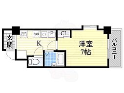 メゾンドフェンテ 1Kの間取図画像