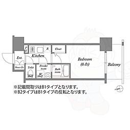 エスリード大阪フェリス 1Kの間取図画像