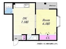 中野ビル 1DKの間取図画像
