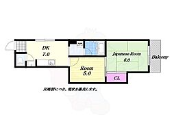 北村マンション 2DKの間取図画像