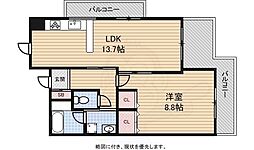 エル・セレーノ九条 1LDKの間取図画像