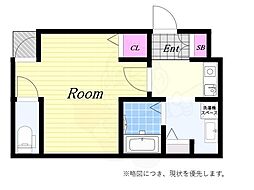 メビウスコノハナレジデンス ワンルームの間取図画像