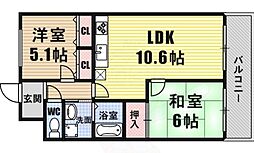 グランドヴィラ三先 2LDKの間取図画像