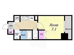 レオンヴァリエ大阪ベイシティ 1Kの間取図画像