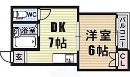 ラヴィーハイツ 1DKの間取図画像