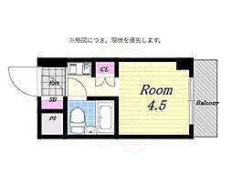 ポートヴィラ弁天2 ワンルームの間取図画像