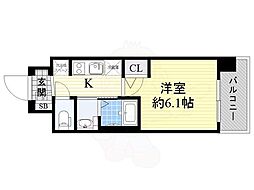 エステムコート難波ウエストサイド6グラッド 1Kの間取図画像