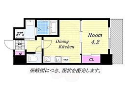 S-RESIDENCE阿波座WEST 1DKの間取図画像
