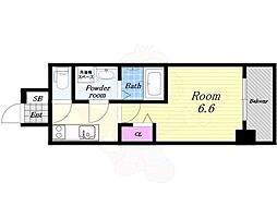 エスリード阿波座レジデンス 1Kの間取図画像