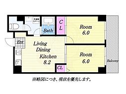 拓マンション 2LDKの間取図画像