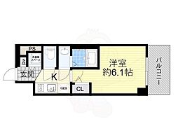 エスリード大阪リエート 1Kの間取図画像