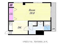 草薙ビル 1DKの間取図画像