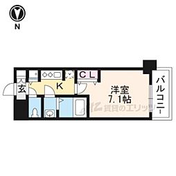 アドバンス京都ソナーレ 1Kの間取図画像