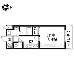 ベラジオ京都壬生WEST GATE 4階1Kの間取り
