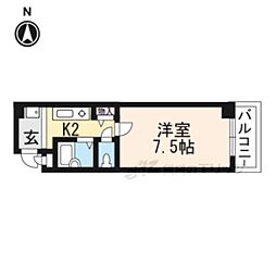 京都市営烏丸線 五条駅 徒歩5分の賃貸マンション 5階1Kの間取り