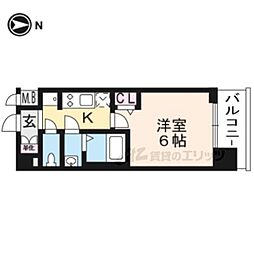 プレサンスTHE KYOTO東福寺EAST 3階1Kの間取り