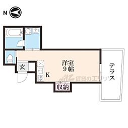 アズィールＢ棟 1階ワンルームの間取り
