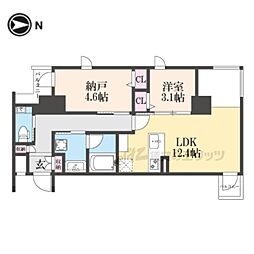 京都地下鉄東西線 二条駅 徒歩12分の賃貸マンション 5階1LDKの間取り