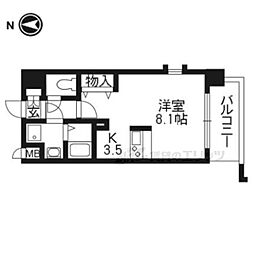 京阪本線 清水五条駅 徒歩4分の賃貸マンション 5階1Kの間取り