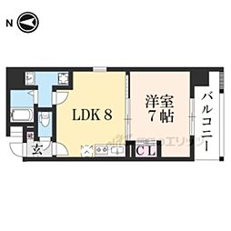 京都市営烏丸線 九条駅 徒歩1分の賃貸マンション 8階1LDKの間取り
