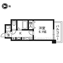 スワンズ京都二条城北 1Kの間取図画像