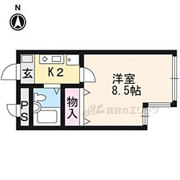 珠光ビル百万遍 1Kの間取図画像