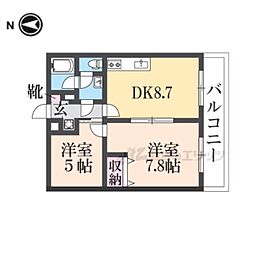 元土御門 2LDKの間取図画像