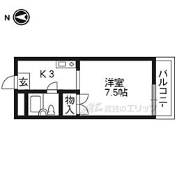 サピエンスコート烏丸七条 1Kの間取図画像