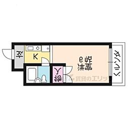 山本マンション 1Kの間取図画像