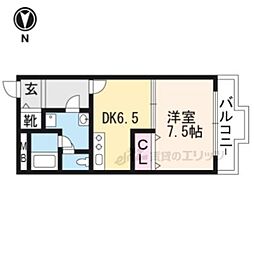 グランハイツ西ノ京 1DKの間取図画像