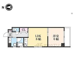 御所北エクセルミヤケ 1LDKの間取図画像