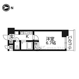 エステムコート京都駅前KOTO 1Kの間取図画像