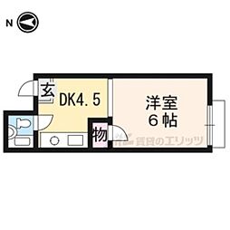 コーポ比加里 1Kの間取図画像