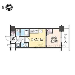 CREST TAPP京都太秦天神川dexII 1DKの間取図画像
