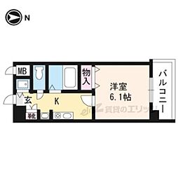 スワンズ京都二条城北 1Kの間取図画像