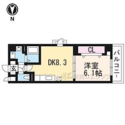 i・レジデンス上鳥羽 1DKの間取図画像