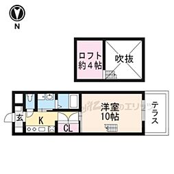 セント要法寺 1Kの間取図画像