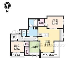 オレア北山 3LDKの間取図画像