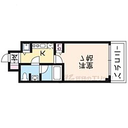 ガーネットレジデンス伏見稲荷 1Kの間取図画像
