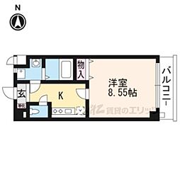 PINE館3 1Kの間取図画像