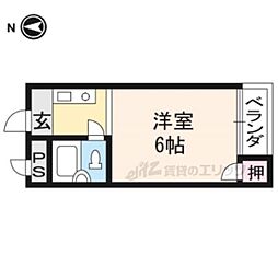 コーポジン 3階1Kの間取り