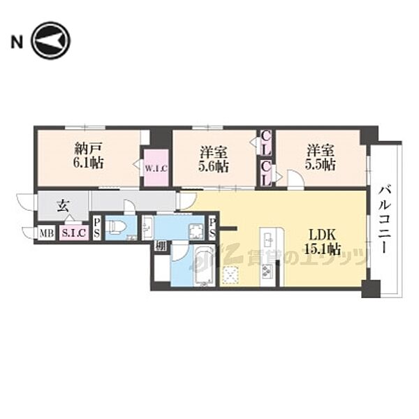 クオリア京都東山 301｜京都府京都市東山区五軒町(賃貸マンション3LDK・3階・72.75㎡)の写真 その2