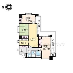 メイツ四条烏丸 3LDKの間取図画像