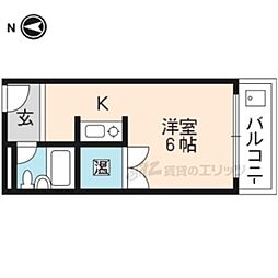 京都市営烏丸線 今出川駅 徒歩15分の賃貸マンション 6階1Kの間取り