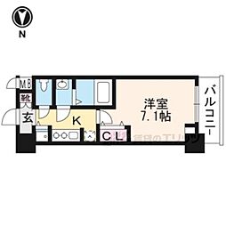 アドバンス京都ソナーレ 1Kの間取図画像