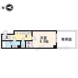 京都地下鉄東西線 二条駅 バス8分 千本中立売バス停下車 徒歩2分の賃貸マンション 1階1Kの間取り