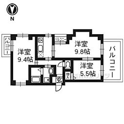 ノーベルテラス稔 4階2LDKの間取り