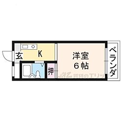 ルミナス一条 2階1Kの間取り