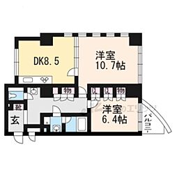グランフォルム京都祇園 2DKの間取図画像