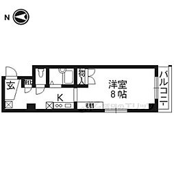 京都市営烏丸線 丸太町駅 徒歩12分の賃貸マンション 3階ワンルームの間取り